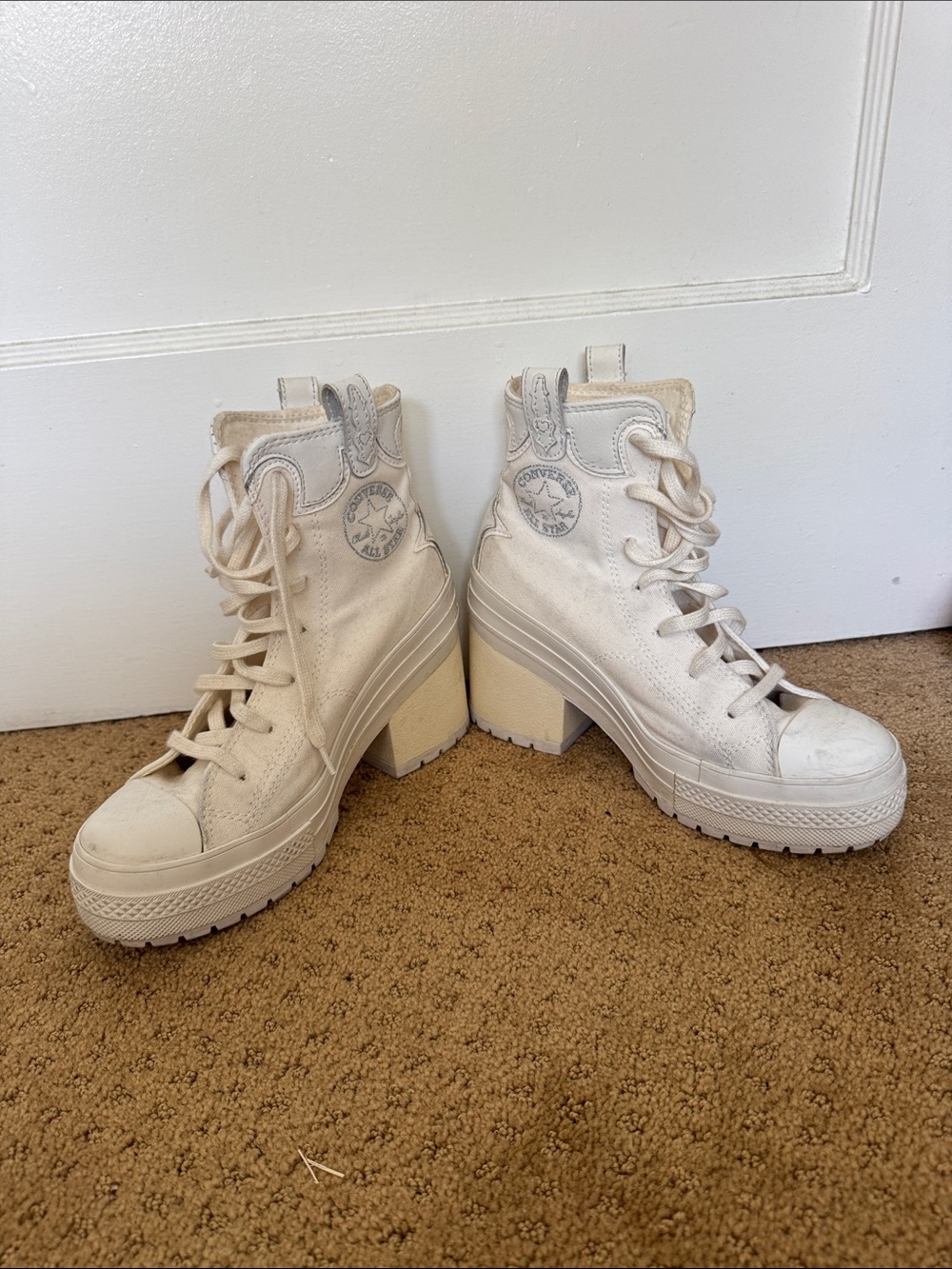 Converse Cream Platform Lug Sole High-Top western Boots